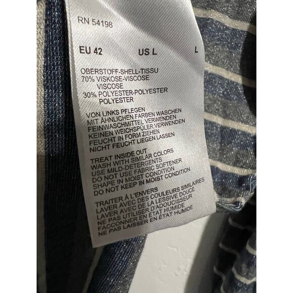 Bogner Top Womens Large Quarter Zip Sparkle Glitter Long Sleeve Stripe Blue Gray - Picture 7 of 7